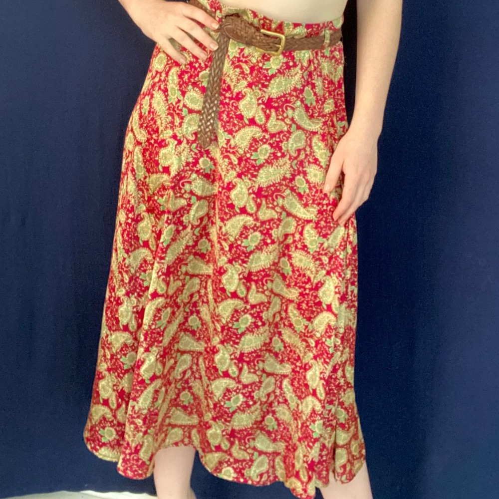 Pink/Green/Tan pattern skirt
